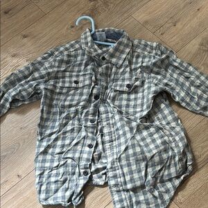 Kids Gray checkered Plaid Button-Up Shirt